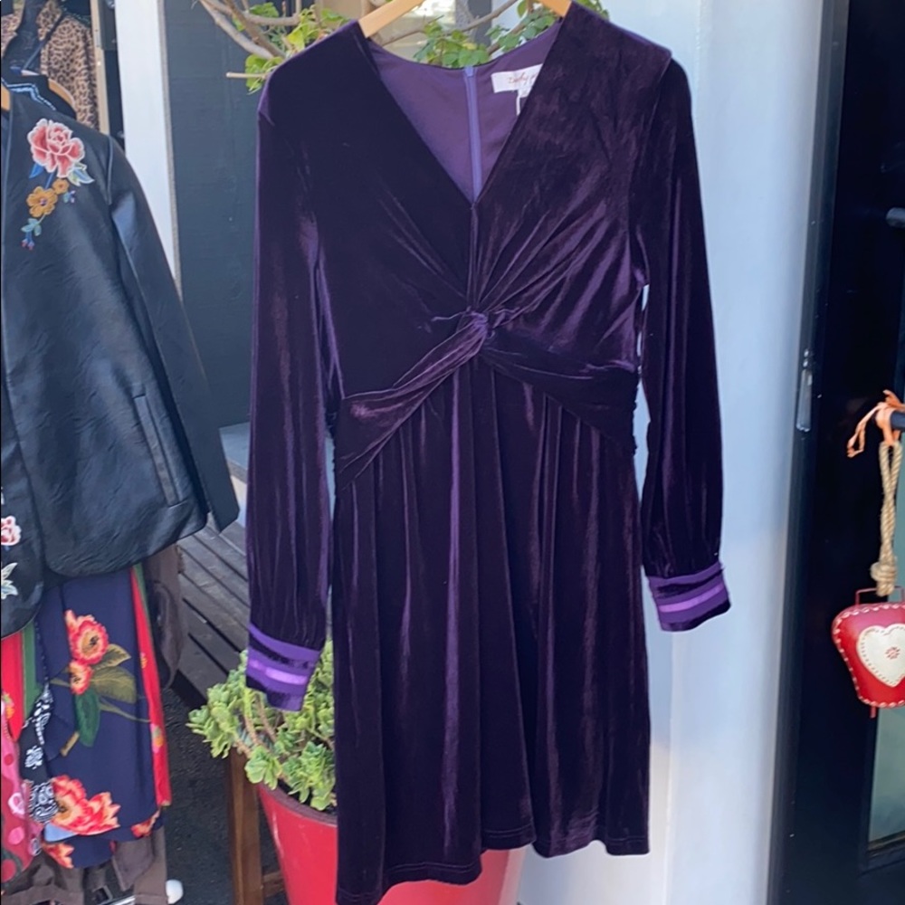 Derhy Velvet Twist Front Dress-Violet